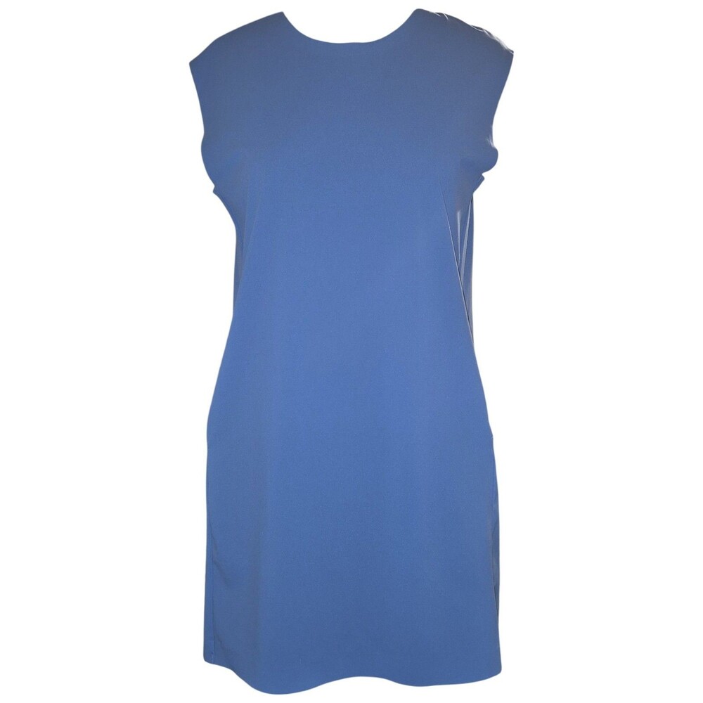 Aday Sleeveless Bonded Stitching LBD Dress Light Slate Blue Norm Core Size Med
